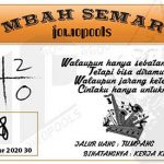 Syair HK Mbah Semar 30 November 2020