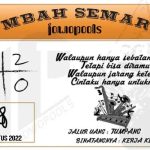 Syair SD Mbah Semar 31 Agustus 2022
