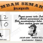 Syair SD Mbah Semar 06 September 2022