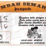 Syair SDY Mbah Semar 04 November 2022